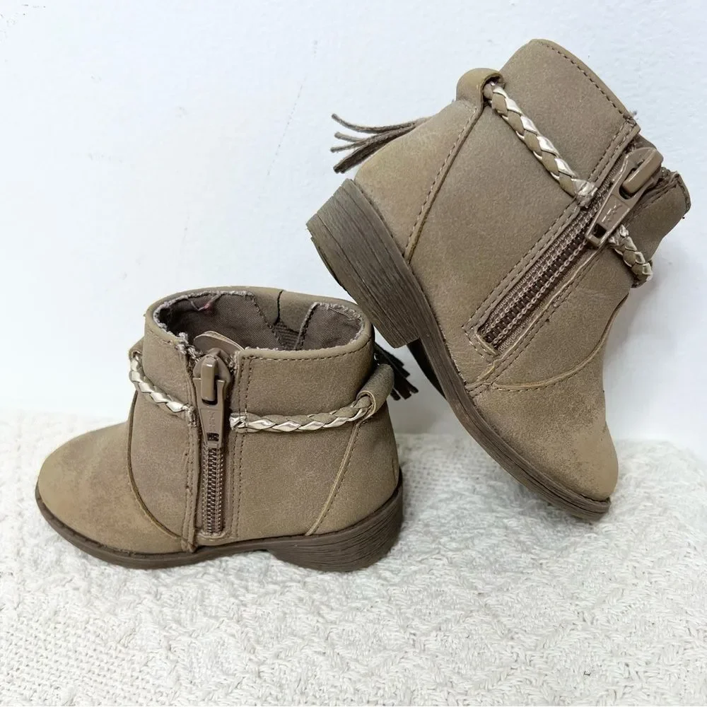 Wonder Nation Toddler Baby Girl Boots Sz 4 Tan Tassel Booties